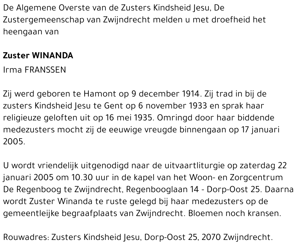 Winanda - Irma Franssen