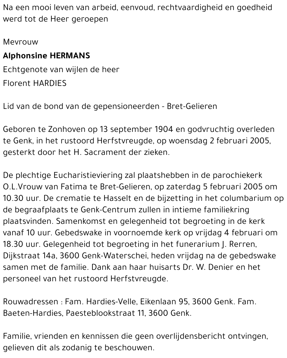 Alphonsine HERMANS