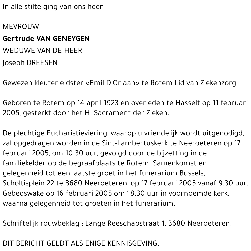 Gertrude Van Geneygen