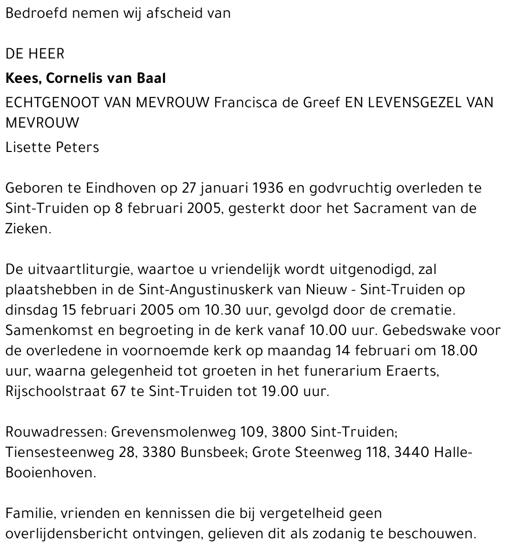 Kees, Cornelis van Baal