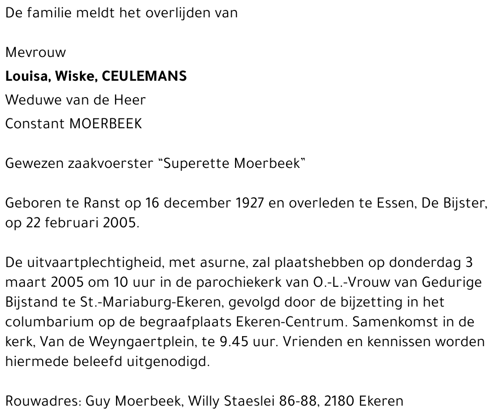 Louisa, Wiske, Ceulemans