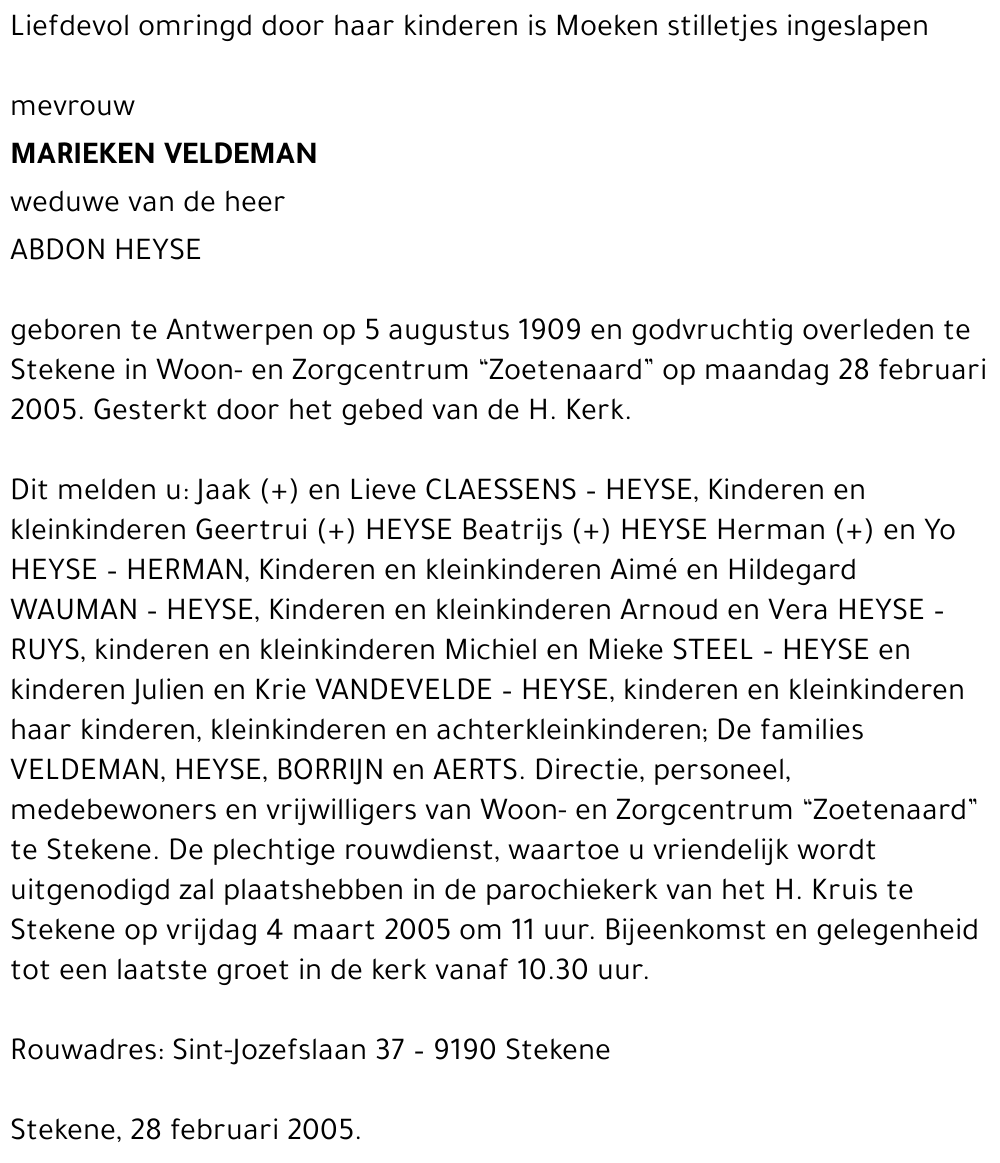 MARIEKEN VELDEMAN