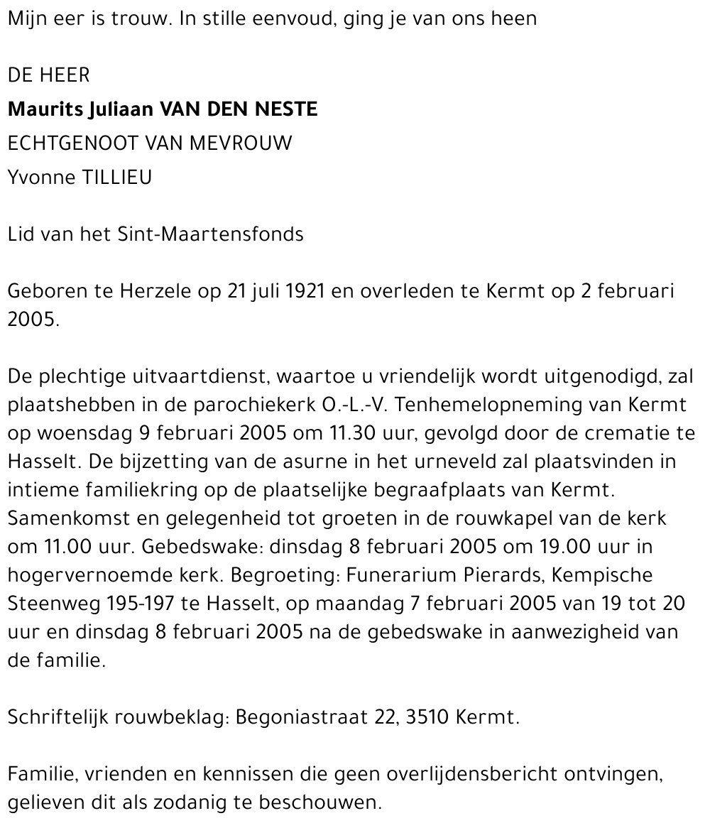 Maurits Juliaan Van den Neste