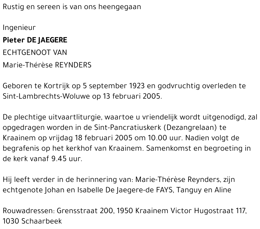 Pieter De Jaegere