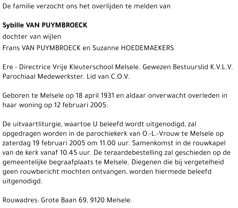 Sybille Van Puymbroeck