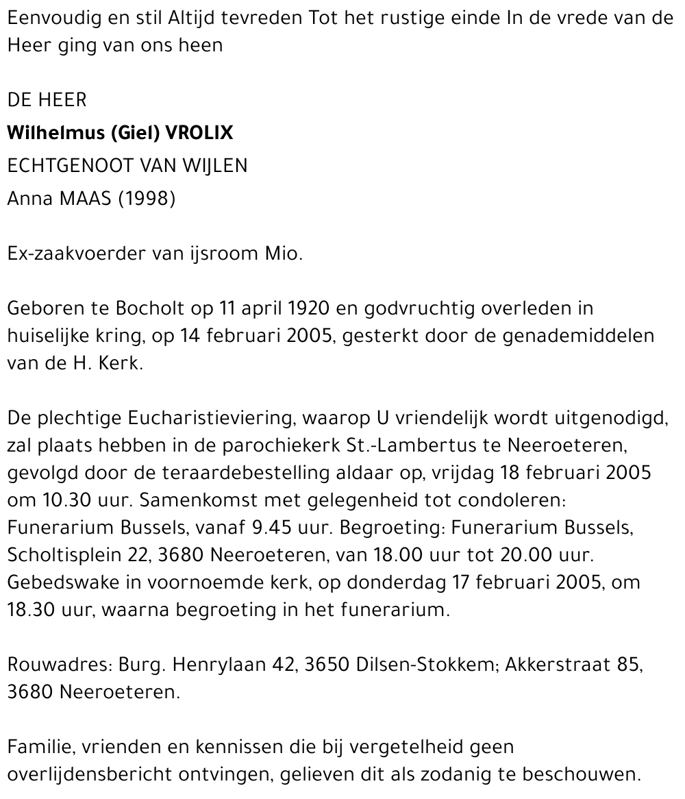 Wilhelmus (Giel) Vrolix