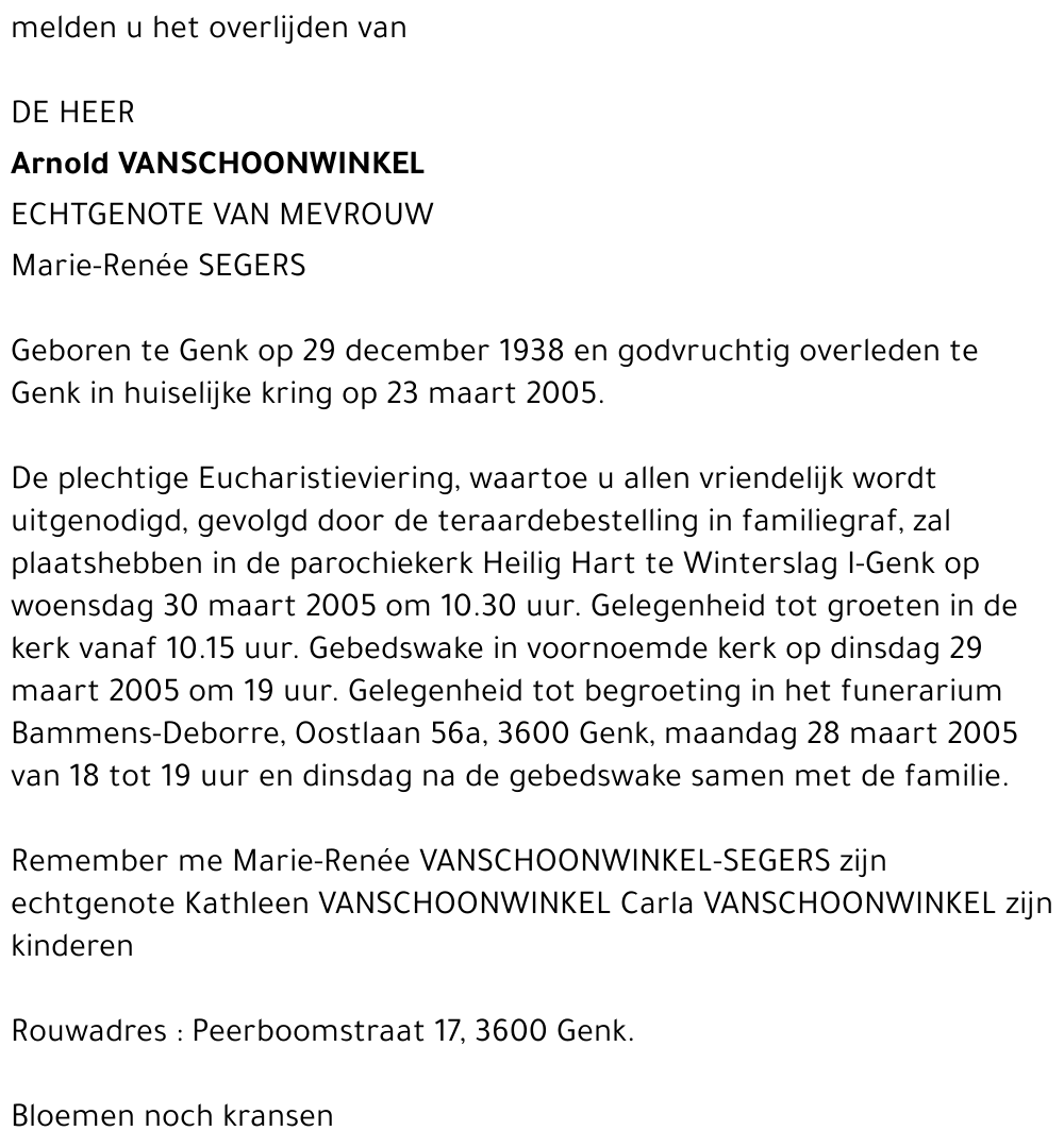 Arnold Vanschoonwinkel