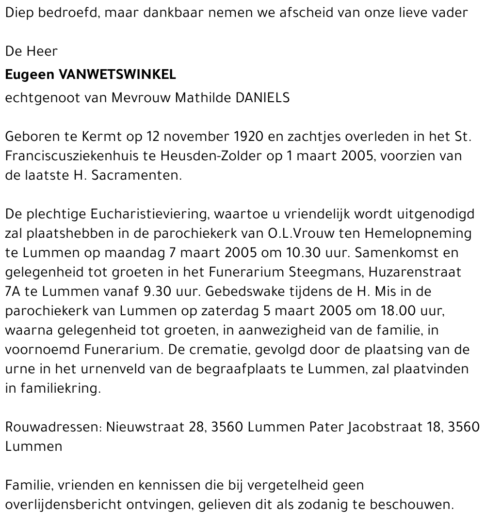 Eugeen Vanwetswinkel