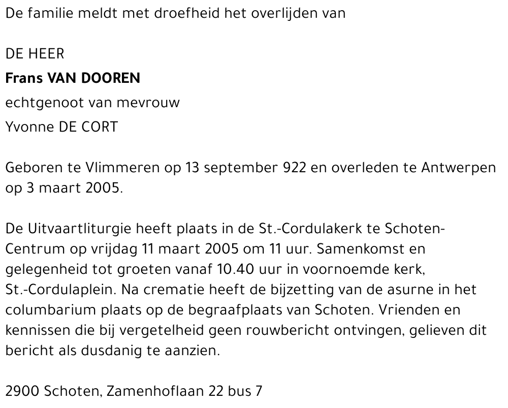 Frans VAN DOOREN