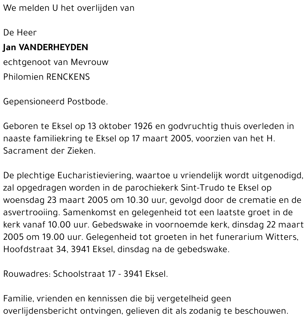Jan VANDERHEYDEN