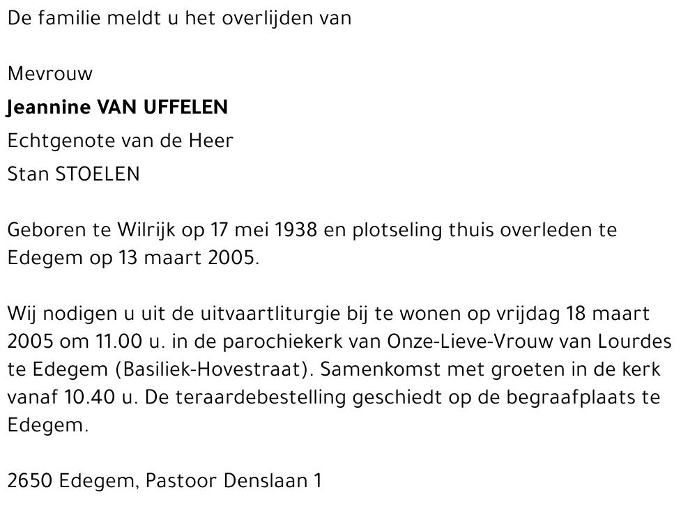 Jeannine VAN UFFELEN