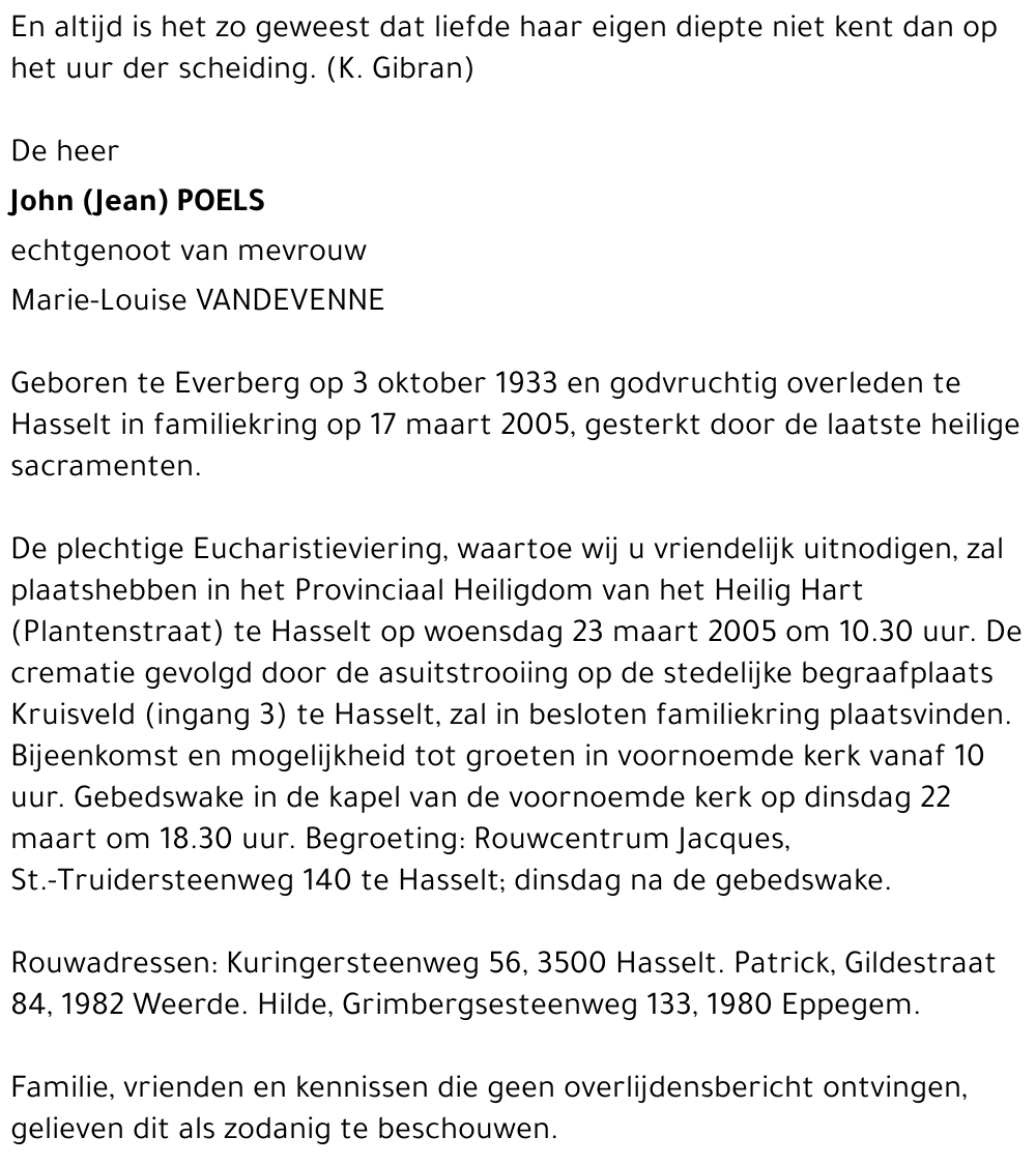 John (Jean) Poels