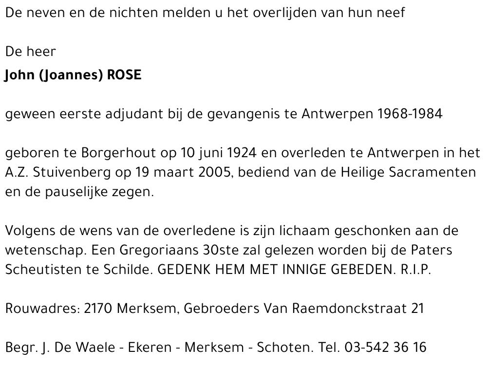 John (Joannes) Rose