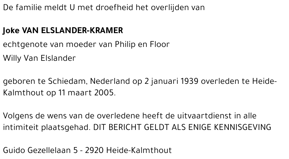 Joke Van Elslander-Kramer