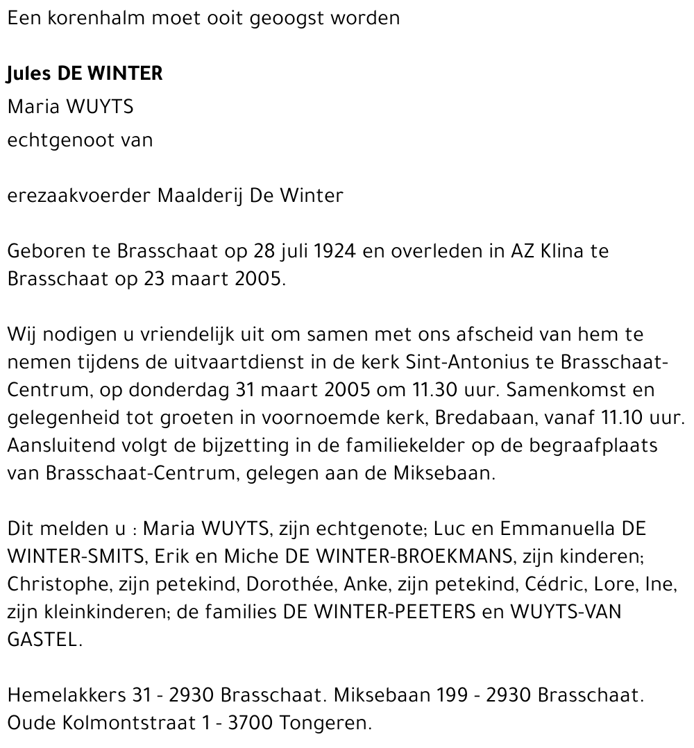 Jules De Winter