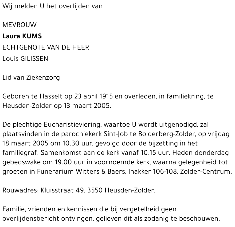 Laura Kums (tweede verschijning)