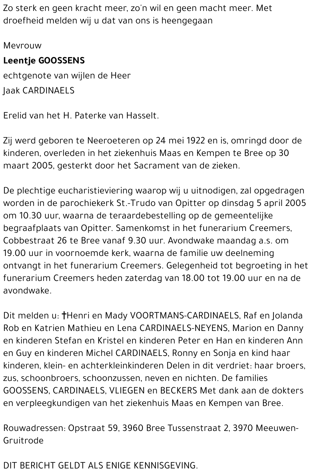 Leentje GOOSSENS