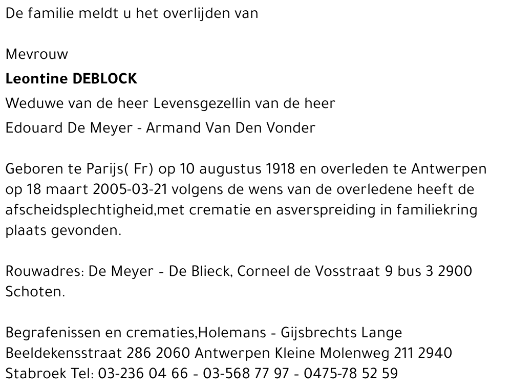 Leontine DEBLOCK