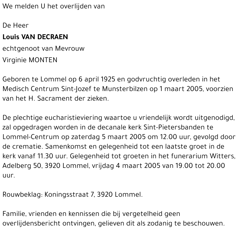 Louis VAN DECRAEN