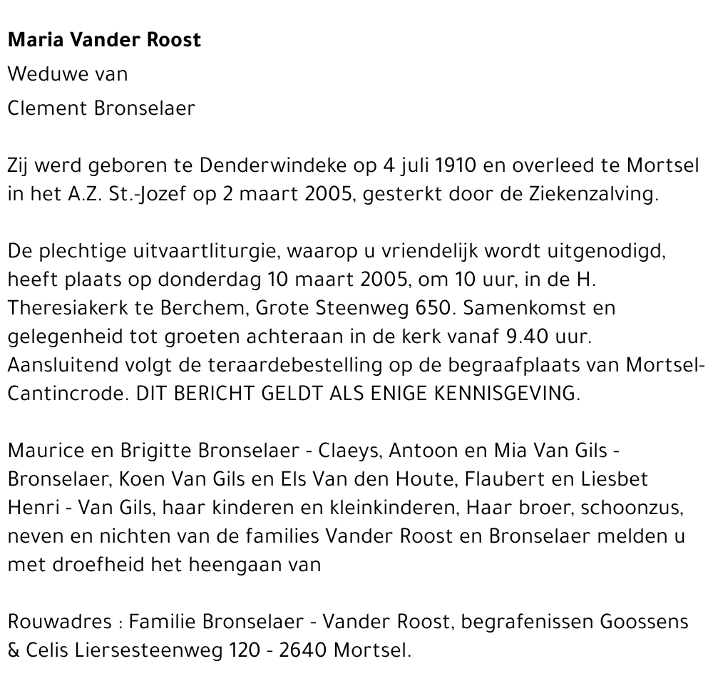 Maria Vander Roost