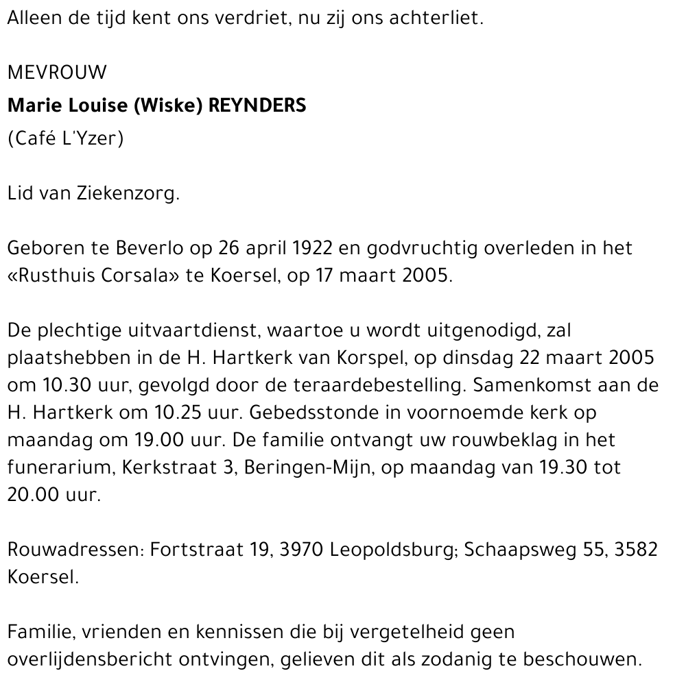 Marie Louise Reynders