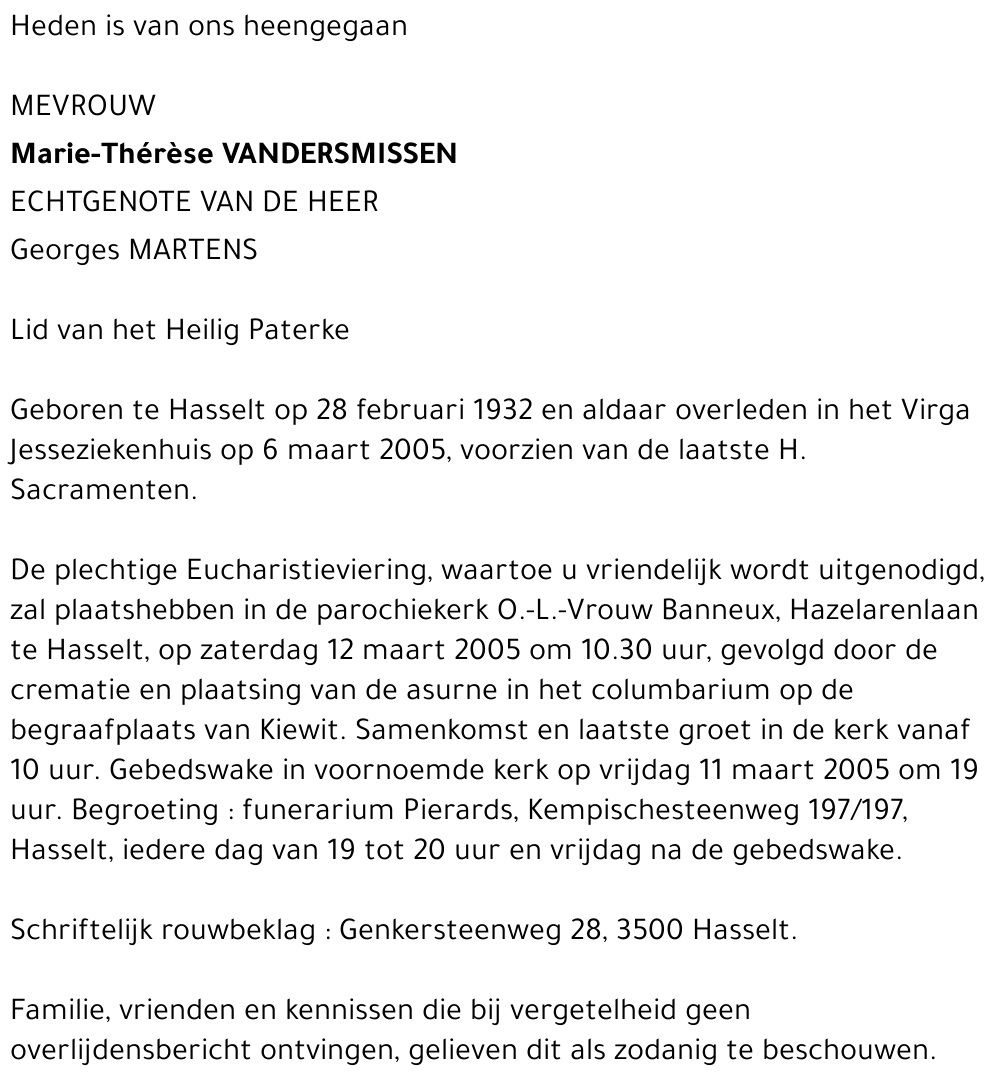 Marie-Thérèse Vandersmissen