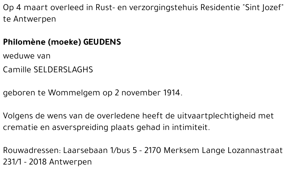 Philomène (moeke) Geudens