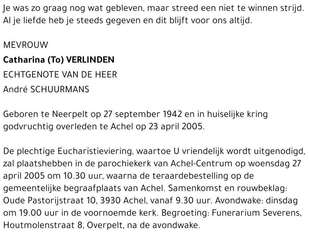 Catharina (To) Verlinden