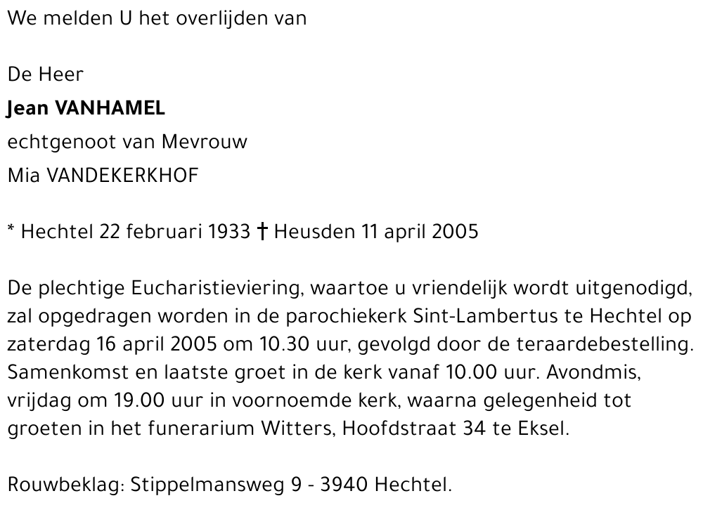 Jean VANHAMEL