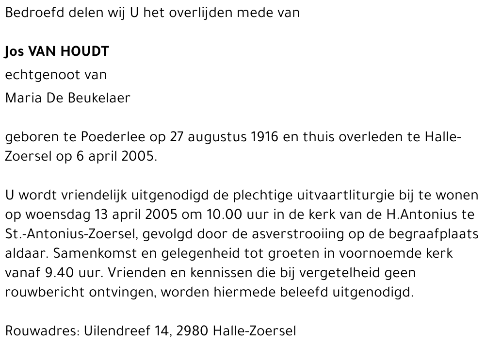 Jos VAN HOUDT