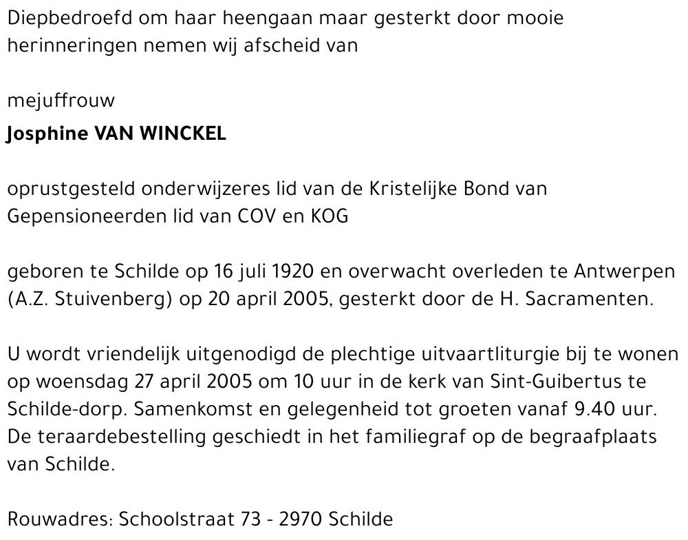 Josephine Van Winckel