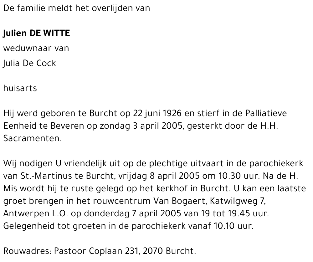 Julien DE WITTE