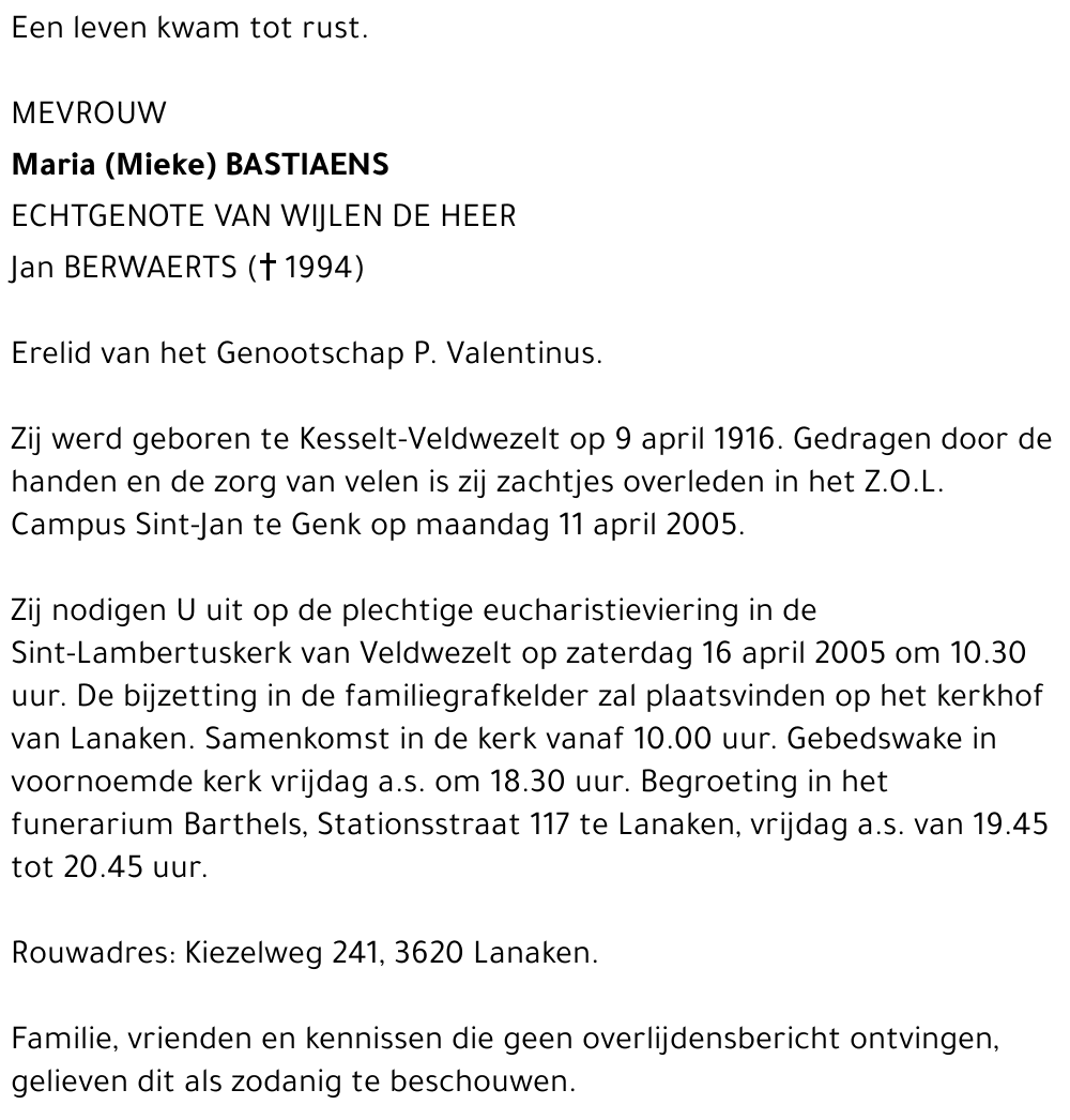Maria (Mieke) Bastiaens