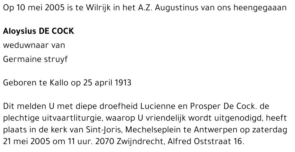 Aloysius De Cock