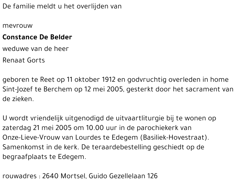 Constantia DE BELDER