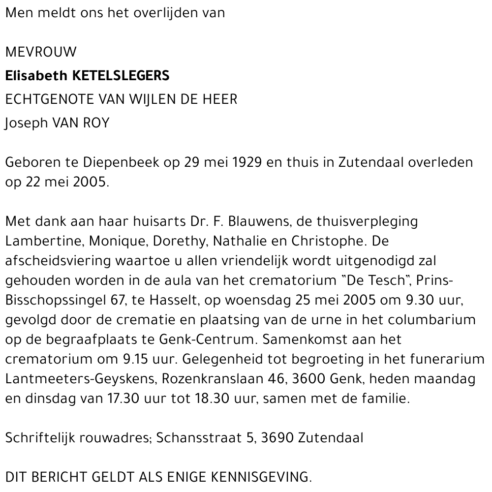 Elisabeth KETELSLEGERS