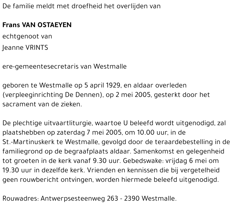 Frans Van Ostaeyen