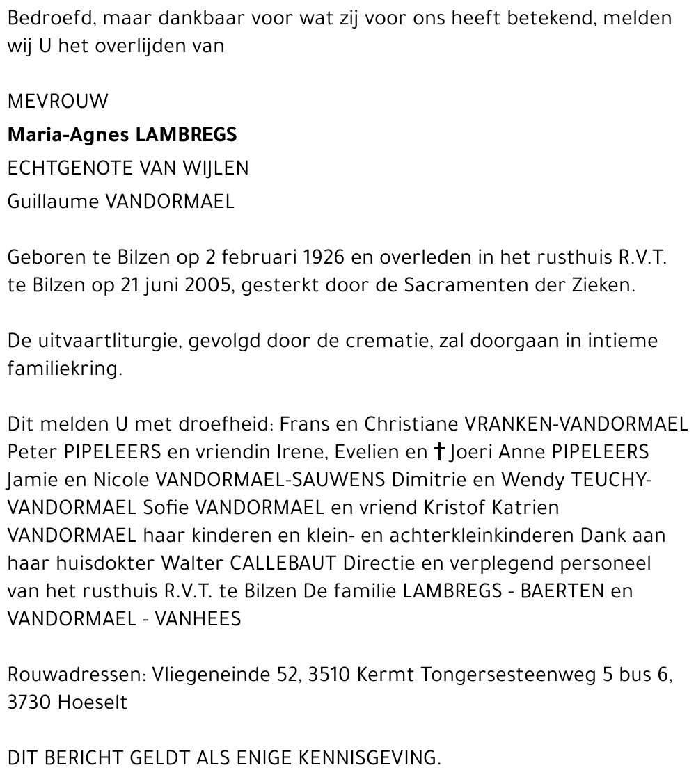 Maria-Agnes Lambregs