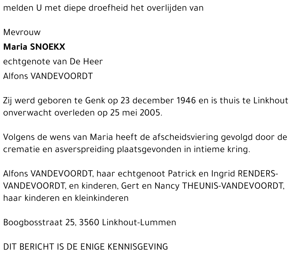 Maria Josephina Bertha SNOECKX