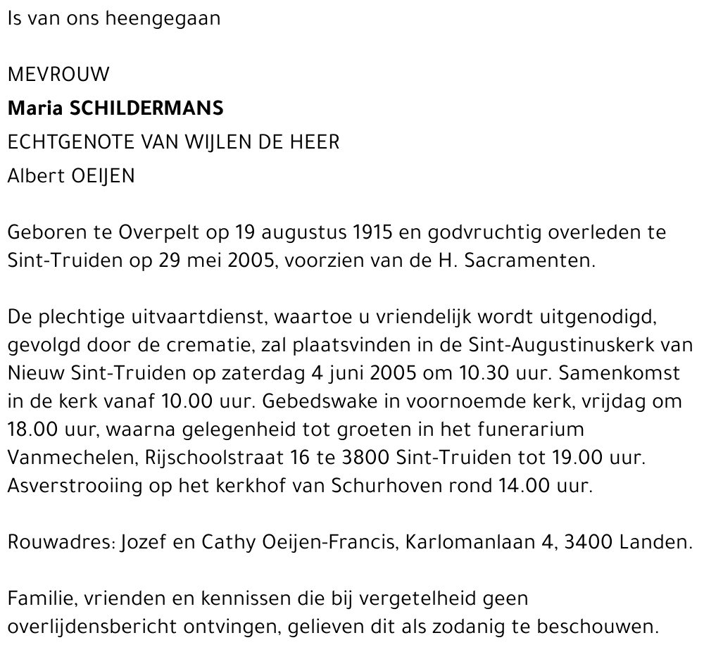 Maria Schildermans