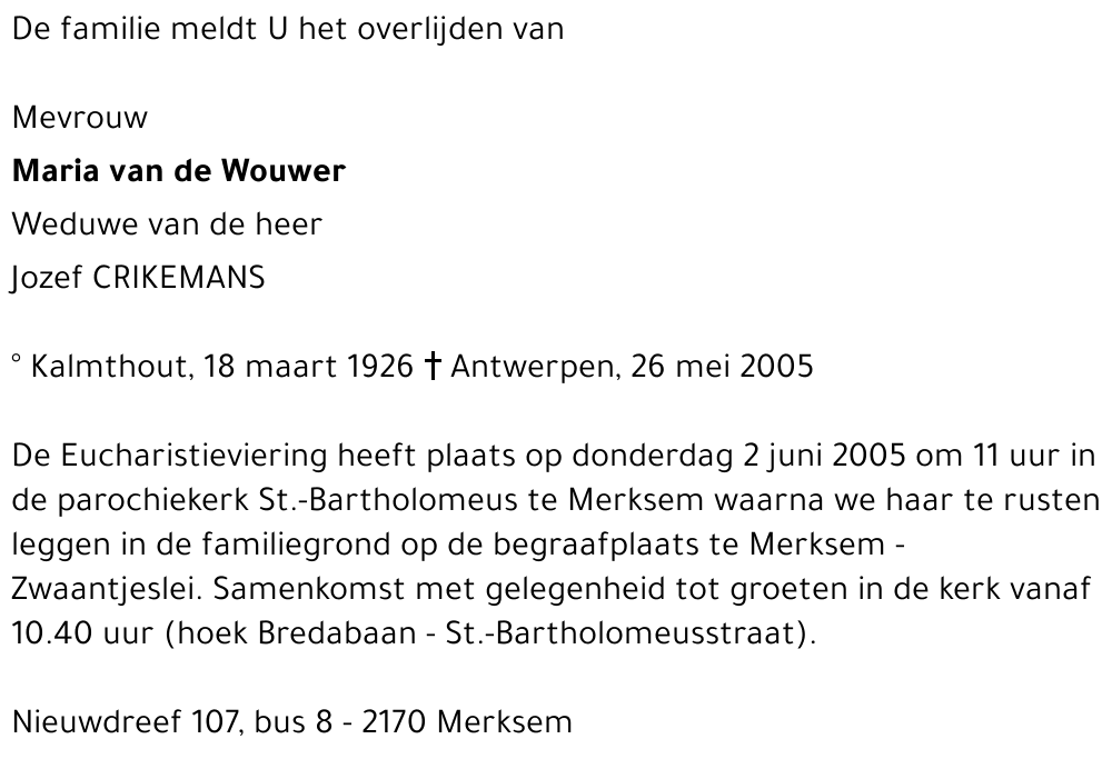 Maria van de Wouwer