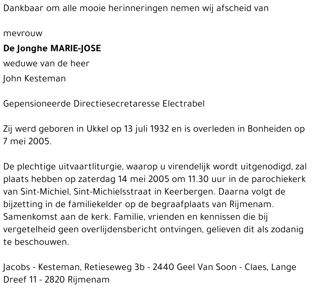 Marie-José De Jonghe