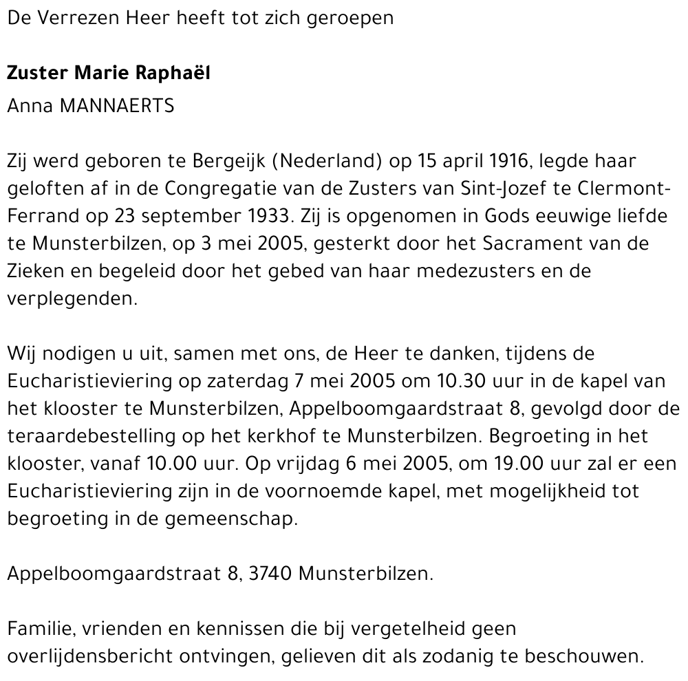 Marie Raphaël Mannaerts Anna