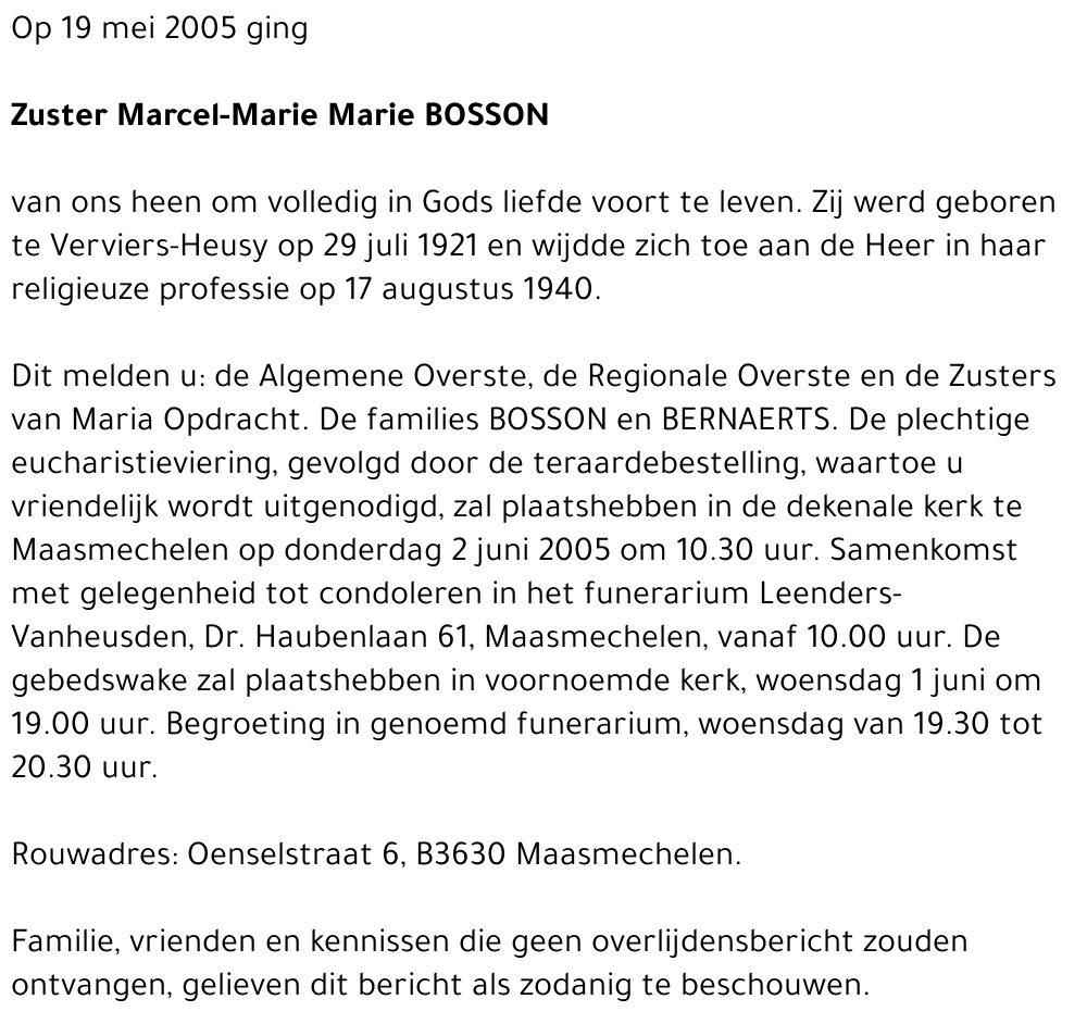 Zuster Marcel-Marie Bosson