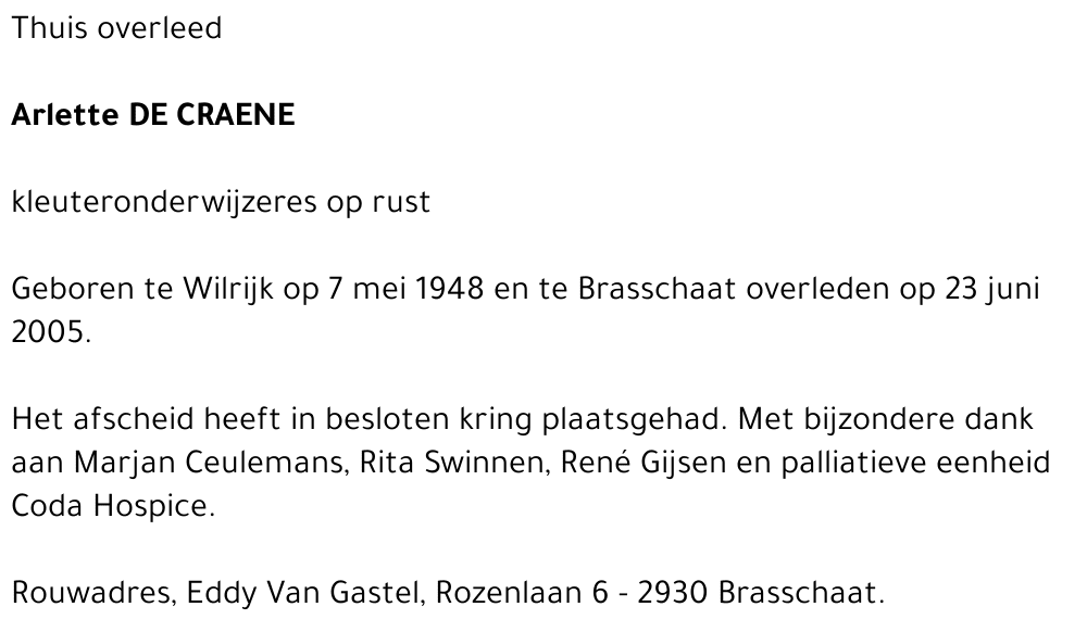 Arlette De Craene