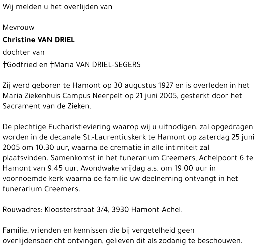 Christine VAN DRIEL