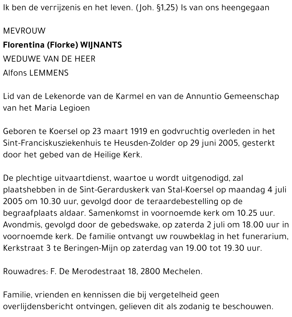 Florentina (Florke) Wijnants
