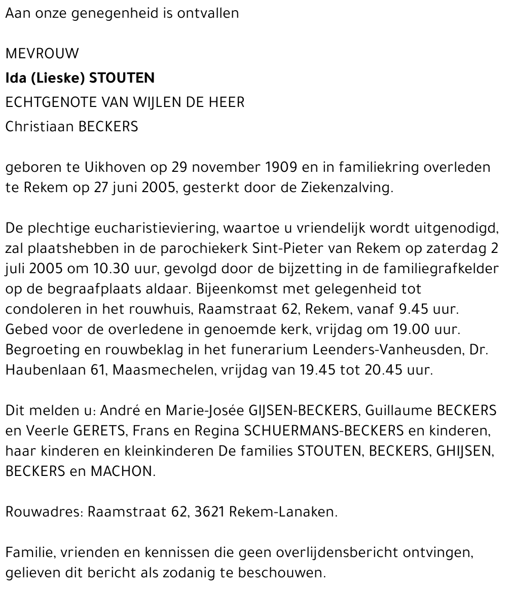 Ida (Lieske) Stouten