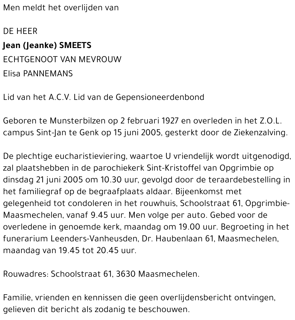 Jean (Jeanke) Smeets