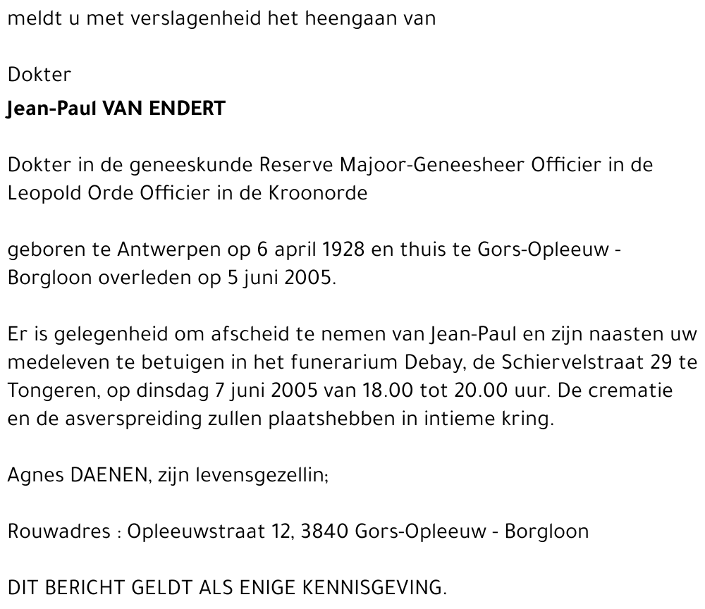 Jean-Paul VAN ENDERT